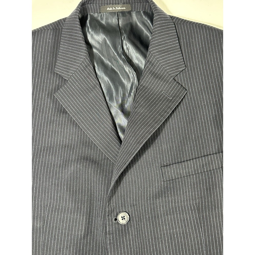 Roberto Villini Couture Vintage Blue Wool Pinstripe 3 Button Blazer And Pant 43R - Picture 4 of 16
